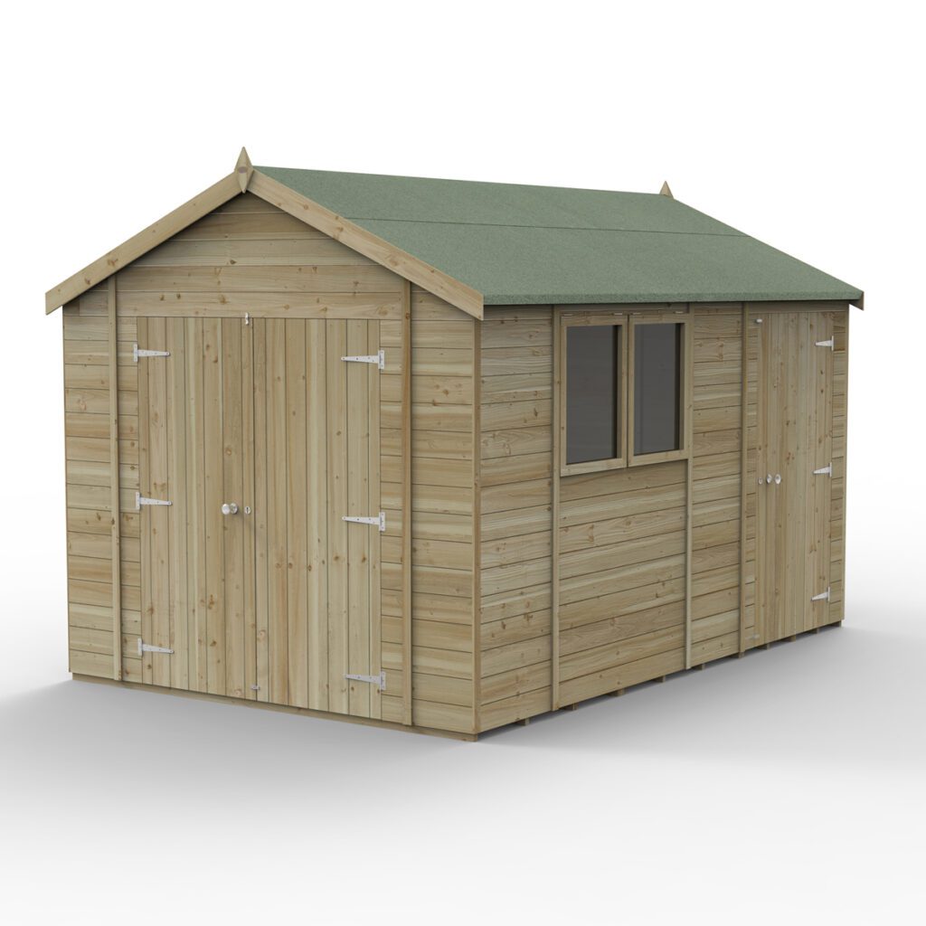 Timberdale 12×8 Apex Shed – Double Door, Combo with Installation 5013053189146 2